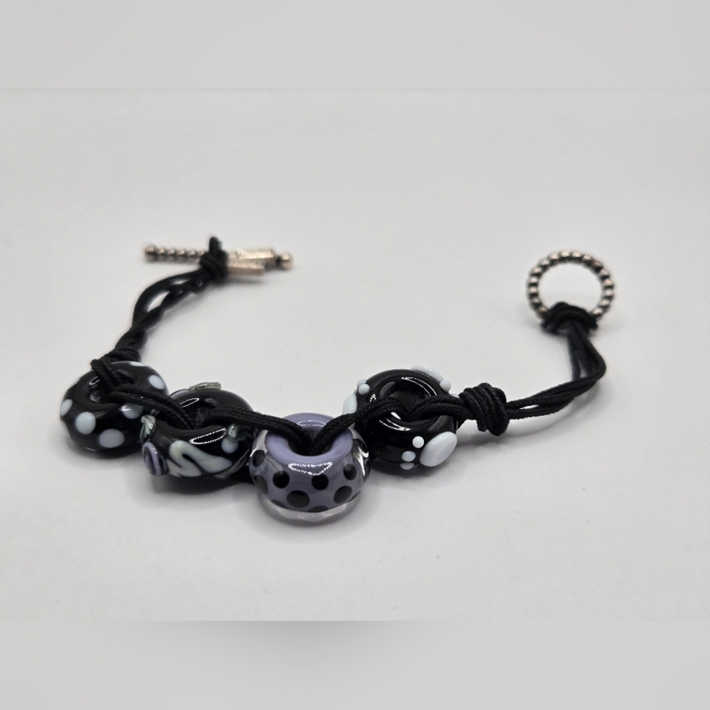Pandora Black Hook And Eye Bracelet With Beads